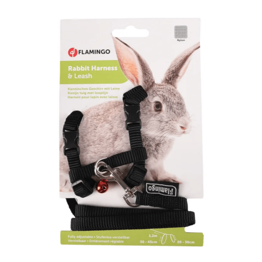 Kattinorge Sele med kobbel Marsvin-kanin-katt Svart 20-30cm hals