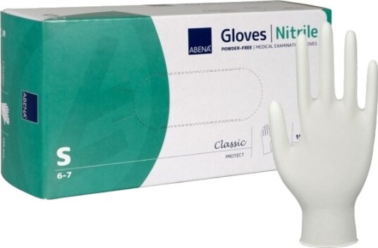 Undersøgelseshandske Abena Classic Protect S Hvid Nitril Undersøgelseshandske Abena Classic Protect S Hvid Nitril
