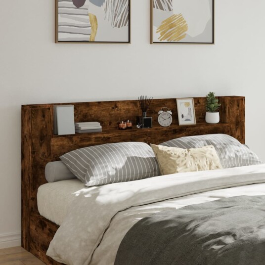 Hodegavl skap med LED røkt eik 200x16,5x103,5 cm 8721012465855