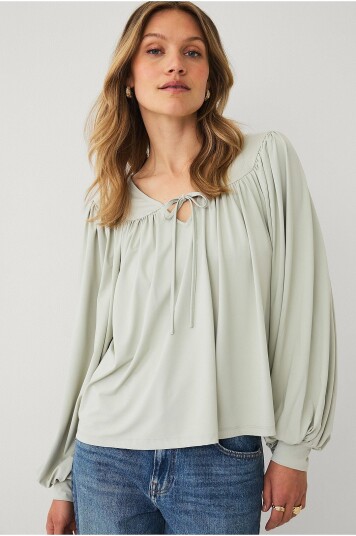 Ellos Collection Jerseybluse med ballongermer Grønn