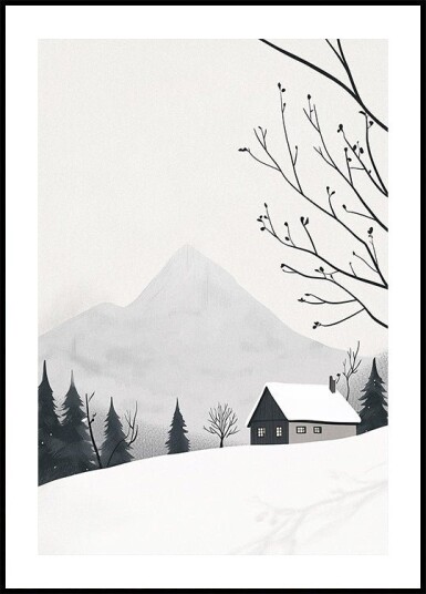Winter Landscape House Snow Poster Plakat / 100x150cm