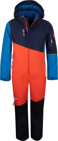 TrollKids Kids Hallingdal Snowsuit   FLAME ORANGE/MEDIUM BLUE/NAVY   164
