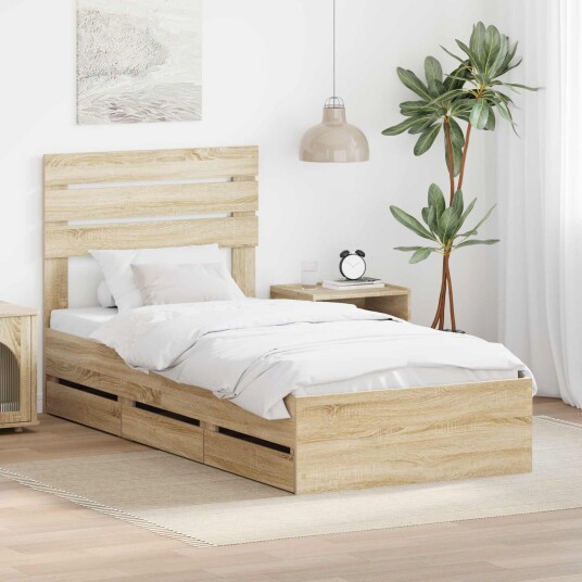  Sengestamme med skuff Sonoma eik 75 x 190 cm Ingeniørtre