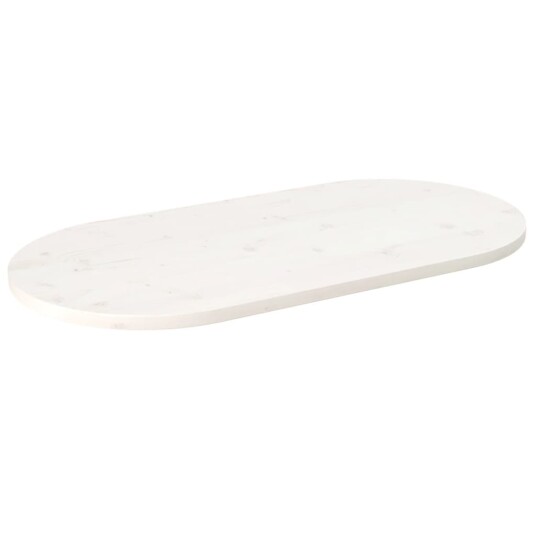  Bordplate hvit 110x55x2,5 cm heltre furu oval 824366