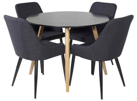 Venture Design Plaza & Plaza spisegruppe Svart/svart 4 st stoler & bord 100 cm