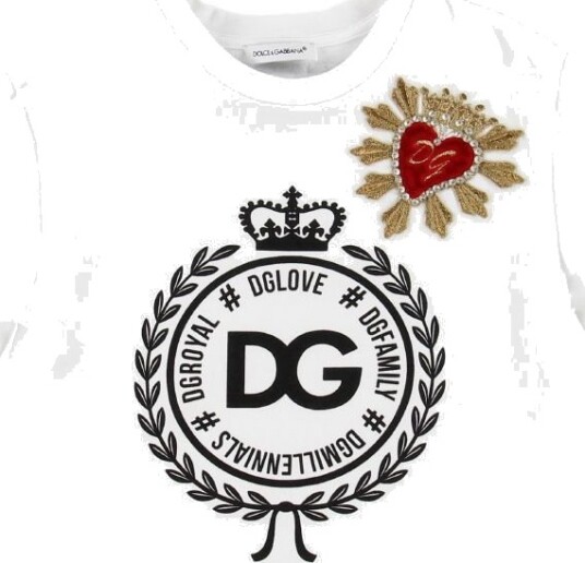 Dolce & Gabbana T skjorte Hvit m. Patch/Krystaller Dolce & Gabbana 6 år 116 T skjorte