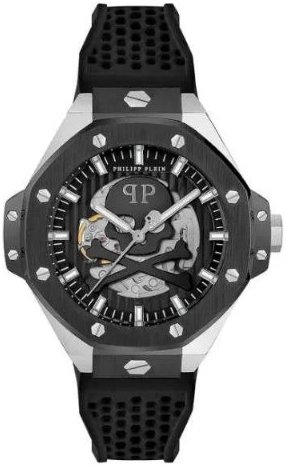 Philipp Plein Herreklokke PWPFA0824 The Skeleton Sort/Gummi Ø46 mm