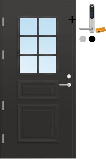Ytterdør Bygg1 Fjord 03 Klarglass med Yale Doorman Classic Home