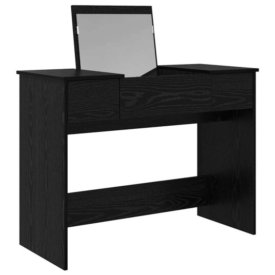  Sminkebord med speil Svart Eik 100x45x76 cm