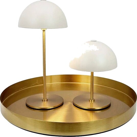 Dyberg Larsen Bordlampe Along Mini 2 stk. og brett Beige Bordlamper Dyberg Larsen Bordlampe Along Mini 2 stk. og brett Beige Bordlamper