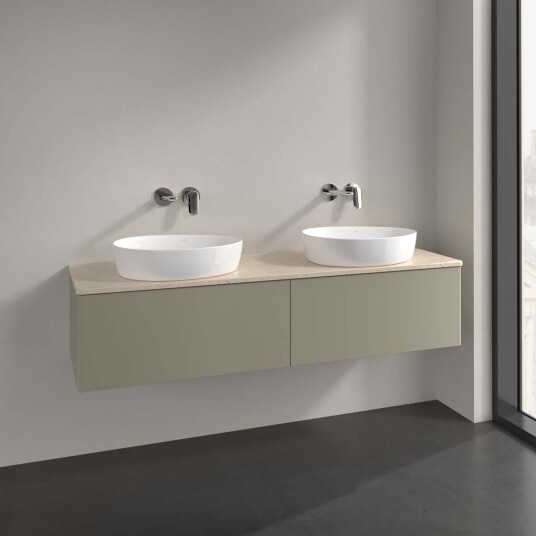 Villeroy & Boch Antao Servantskap med 2 skuffer 160x50x36 cm u/lys Steingrå/Crème