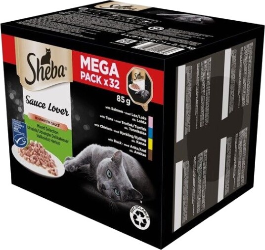 Sheba Mega Pack Fjærkre Fisk Våtfôr 32X85 G Sheba Mega Pack Fjærkre Fisk Våtfôr 32X85 G
