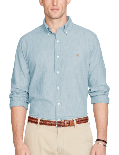 Polo Ralph Lauren Slim Fit Chambray Shirt - Blue - XXL
