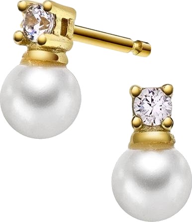 Pan Jewelry Øredobber til barn i 925 forgylt sølv med perle