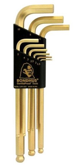 Bondhus Hexagon Socket Set 1.5 - 10 Bondhus - Long, With A Ball, Gold-Plated [9 Pcs.]