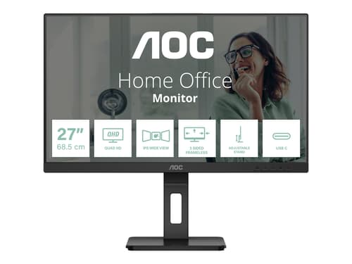 Aoc Q27P3CV 27" IPS Skjerm 2560x1440 Matt Svart med HDMI og USB-C Aoc Q27P3CV 27" IPS Skjerm 2560x1440 Matt Svart med HDMI og USB-C