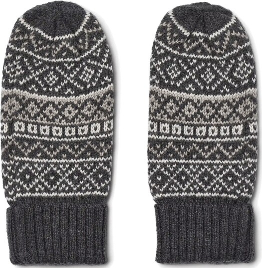 Wheat Jacquard Mittens Haansi   CHARCOAL   L