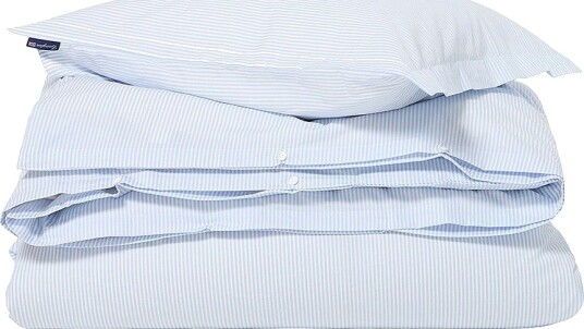 Lexington   Sengesett Striped Bomullssatin   Blå