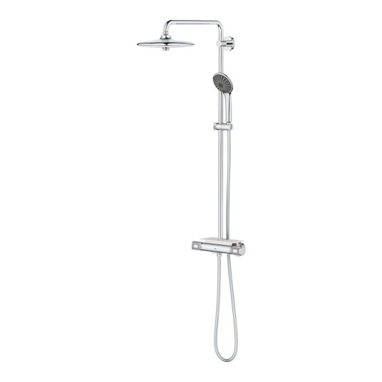Grohe Vitalio Joy dusjsystem 260 i krom - med termostatisk armatur for veggmontering Ø260 mm hodedusj