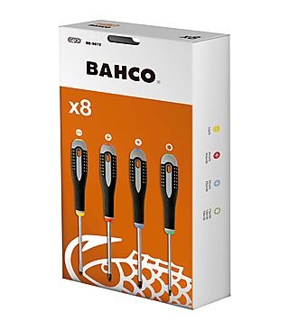 Bahco Ergotm Ligekærv/Phillips/Pozidriv/Torx® Skruetrækkersæt Med Gummigreb – 8 Dele