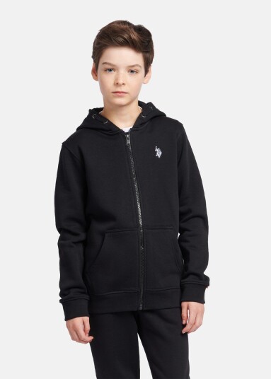 Us Polo Kids Dhm Bb Zip Hoodie Black Bright White 10-11 Hoodies
