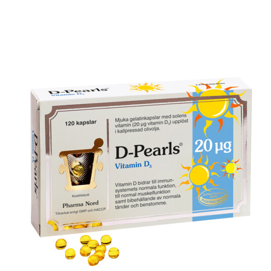 D-Pearls, 20mcg/800IE 120 kapsler