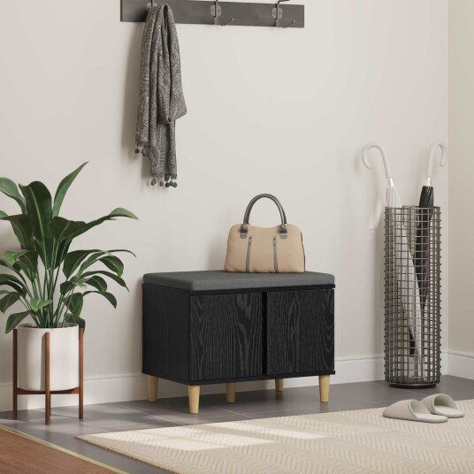 vidaXL Gangbenk Svart Eik 60 x 38 x 46 cm Konstruert treverk og stoff vidaXL Gangbenk Svart Eik 60 x 38 x 46 cm Konstruert treverk og stoff