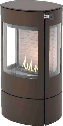 Caro 90 mocca frittstående biopeis med sideglass og ståldør Caro 90 mocca frittstående biopeis med sideglass og ståldør