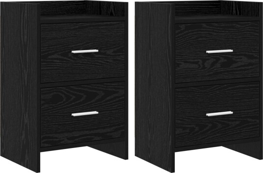  Nattbord 2 pcs Svart eik 40 x 30 x 60 cm Konstruert tre