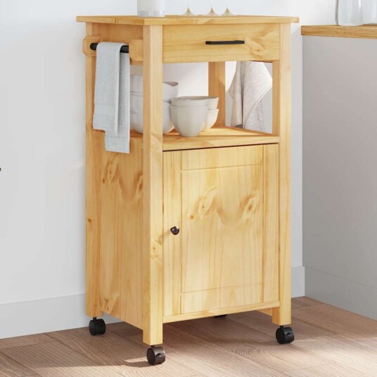 Kjøkkenvogn MONZA 48x40x90 cm heltre furu 376088 Kjøkkenvogn MONZA 48x40x90 cm heltre furu 376088