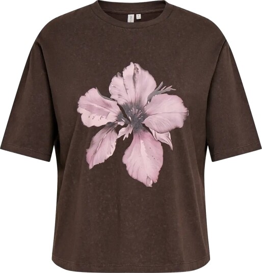 ONLY Carmakoma Carcady S/S Wash Print Loose Tee Jrs Vp Brown 50 52