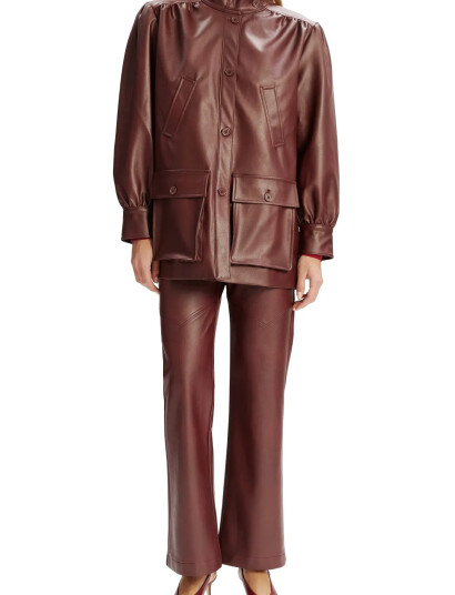 Bardot Clements Vegan Leather Jacket - Burgundy - S
