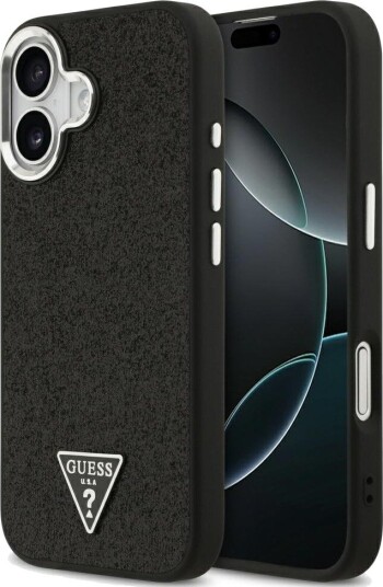 Guess Glitter Triangle Logo MagSafe Etui til iPhone 17 - Svart
