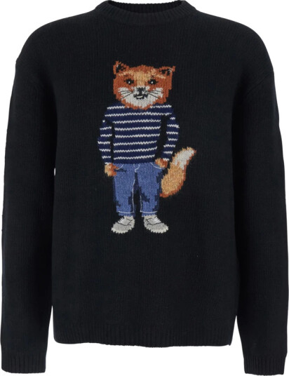 Maison Kitsuné Herre Strikkevarer Svart XL,