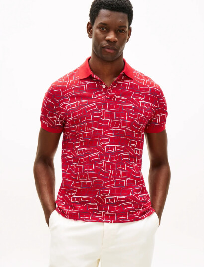 Tommy Hilfiger Aop Pique Reg Polo   Red   M