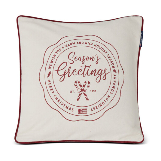 Lexington Seasons Greetings Cotton putetrekk 50 x 50 cm Off white-red