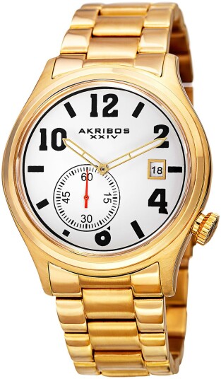 Akribos XXIV Herreklokke AK830YG Sleek Hvit/Gulltonet stål Ø42 mm Akribos XXIV Herreklokke AK830YG Sleek Hvit/Gulltonet stål Ø42 mm