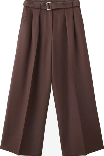 Mango Wide Leg Trousers With Belt BROWN 40