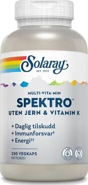 Solaray Spektro uten Jern Øko 250 Veg kapsler