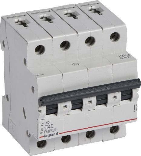 Legrand 3 stk RX³ MCB automatsikring C40 4P 4M 6kA