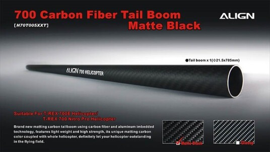 Align H70T005XXT 700 Carbon Fiber Tail Boom-Matte Black