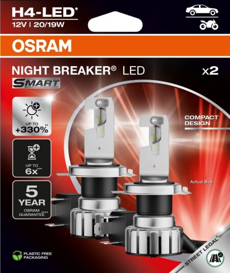 Osram Night Breaker LED Smart - H4 Bilpærer - ECE-godkjent