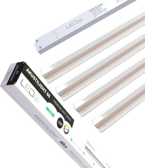 Ledlife Troldtekt LED skinnesett 4x120 cm Innfelt Akustilight inkl. ledninger og driver Kulør : Varm Ledlife Troldtekt LED skinnesett 4x120 cm Innfelt Akustilight inkl. ledninger og driver Kulør : Varm