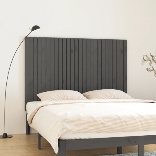 vidaXL Veggmontert sengegavl grå 166x3x110 cm heltre furu