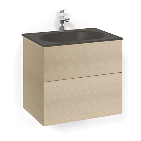 Macro Design Crown Plain/push-open Servantskap 2-skuff - med Glasservant Eik / 60cm Glass Edge Svart Macro Design Crown Plain/push-open Servantskap 2-skuff - med Glasservant Eik / 60cm Glass Edge Svart