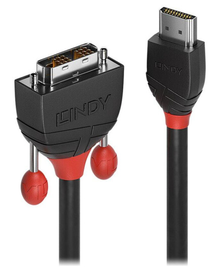 Lindy HDMI/DVI adapterkabel 1m med gullbelagt kontakt, svart