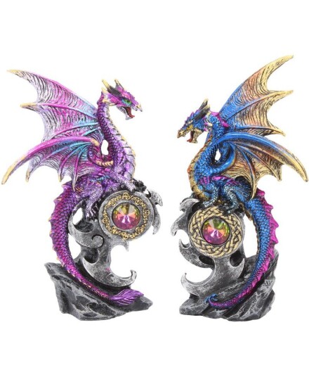 Nemesis Now 2 stk Blå og Lilla Dragefigurer 15 cm U3518J7