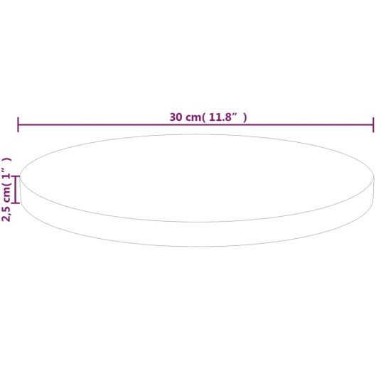 Rund bordplate Ø30x2,5 cm ubehandlet heltre eik 342900 Rund bordplate Ø30x2,5 cm ubehandlet heltre eik 342900