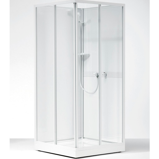Contura Next NKH dusjkabinett 80x80 cm, hvit profil, klart glass white 80x80x201 cm