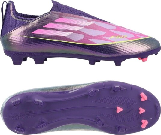 adidas F50 League Laceless FG/AG Lamine Yamal Lilla/Fottøy Hvit/Sitron Barn størrelse 28½